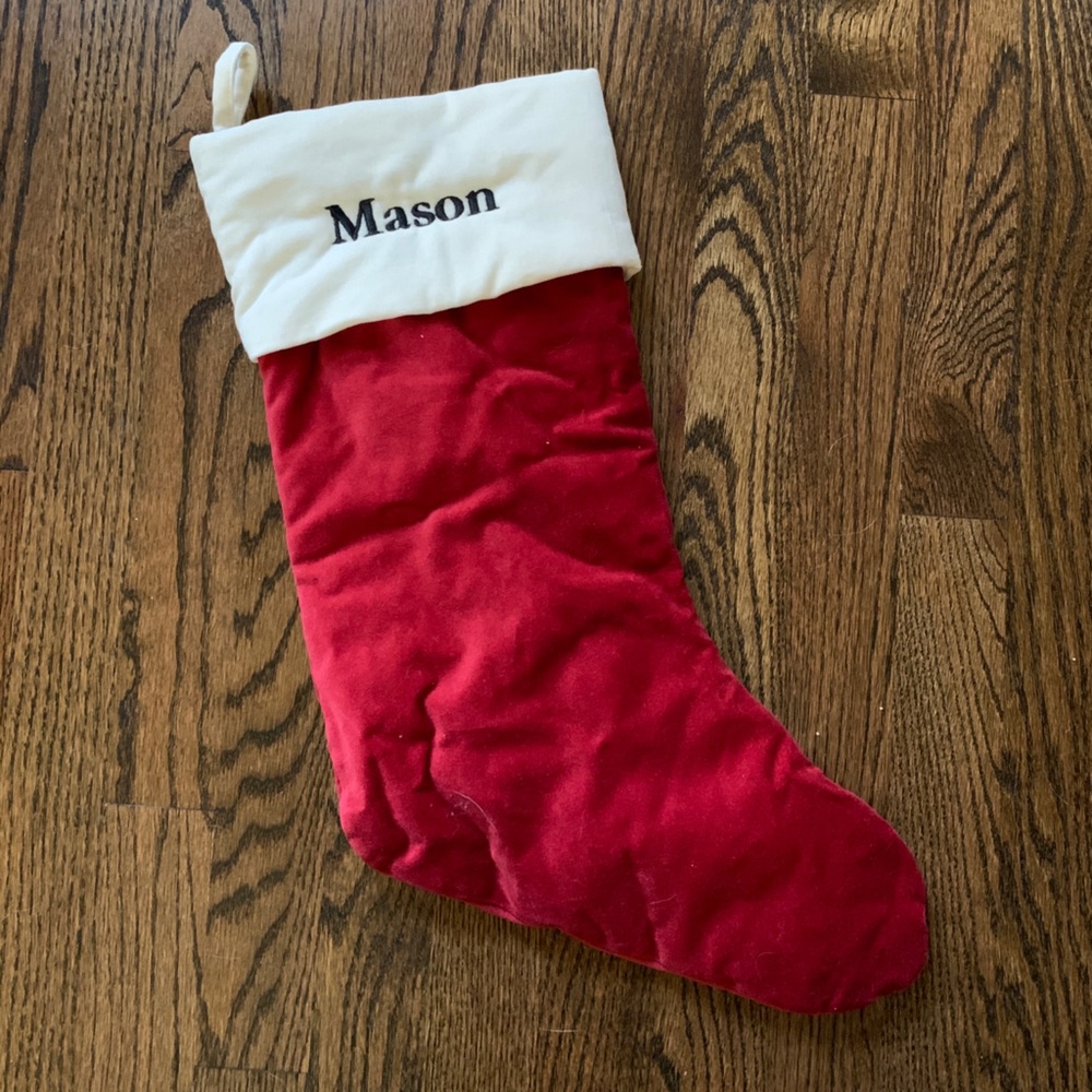 Pottery Barn monogrammed Christmas stocking